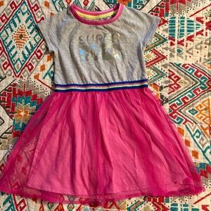 Cat & Jack Girls size 6/6X Tutu Tulle Colorblock Dress Gray/Pink Super Hero